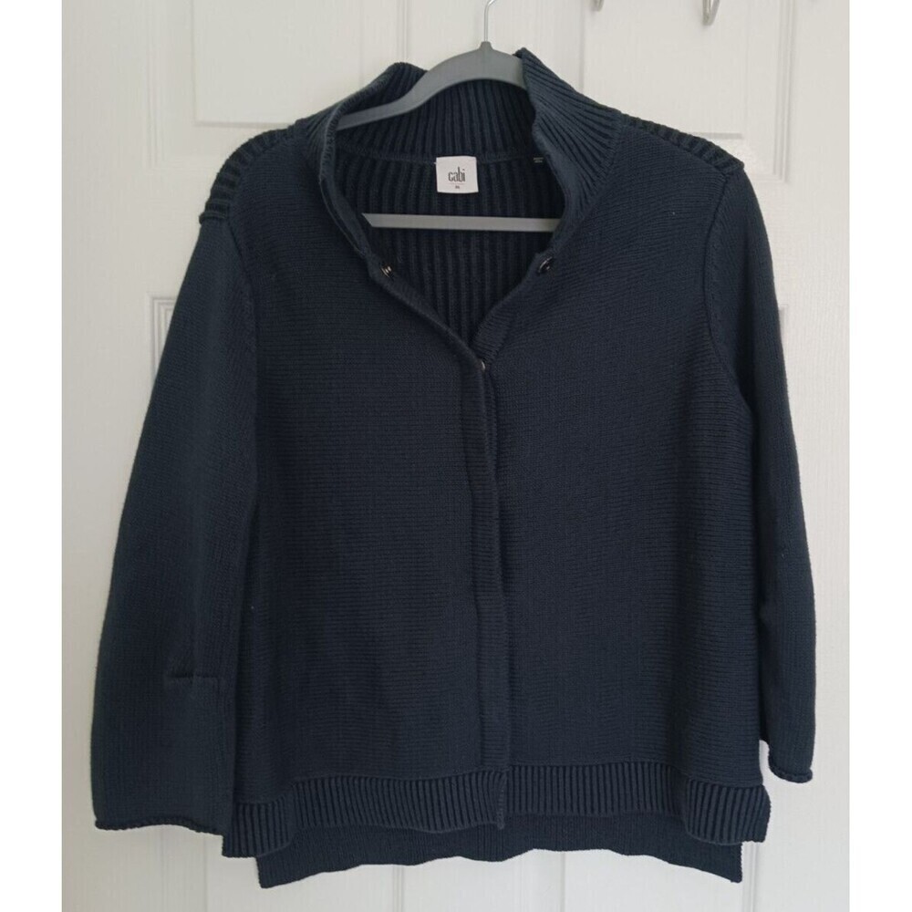 Cabi Womens Cardigan Sweater Navy Blue Knit Snap Button Size M